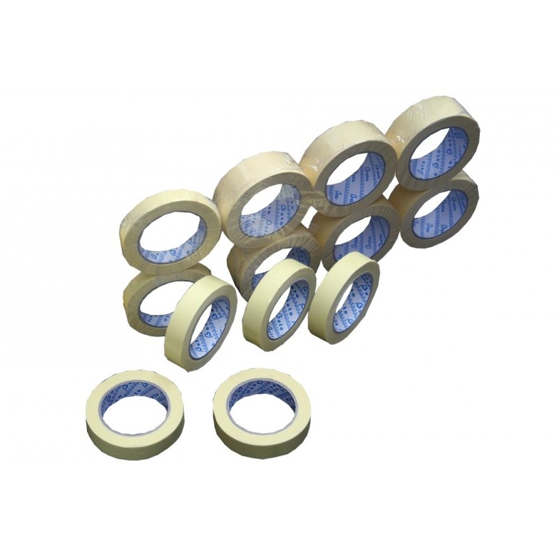 Lepící páska krepová 19 mm šíře x 50 m návin do 60 stupňů Celsia - AKCE!