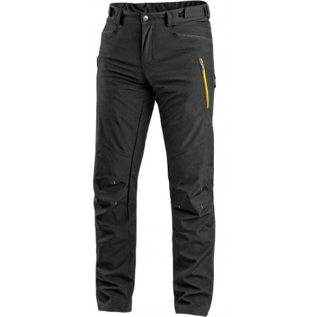 Kalhoty CXS AKRON do pasu, softshell, černé s HV žluto-oranžovými dopl.