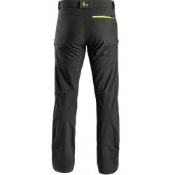 Kalhoty CXS AKRON do pasu, softshell, černé s HV žluto-oranžovými dopl.